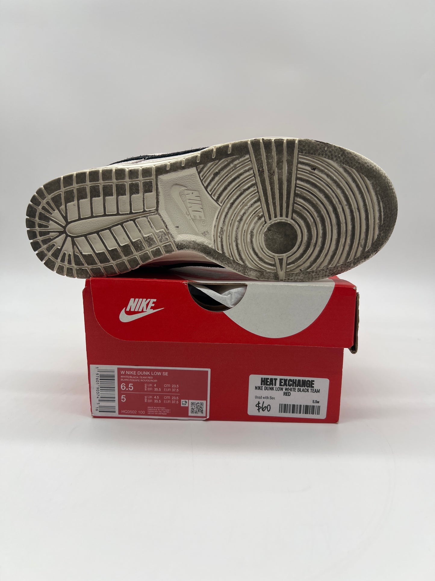 Nike Dunk Low White Black Team Red
