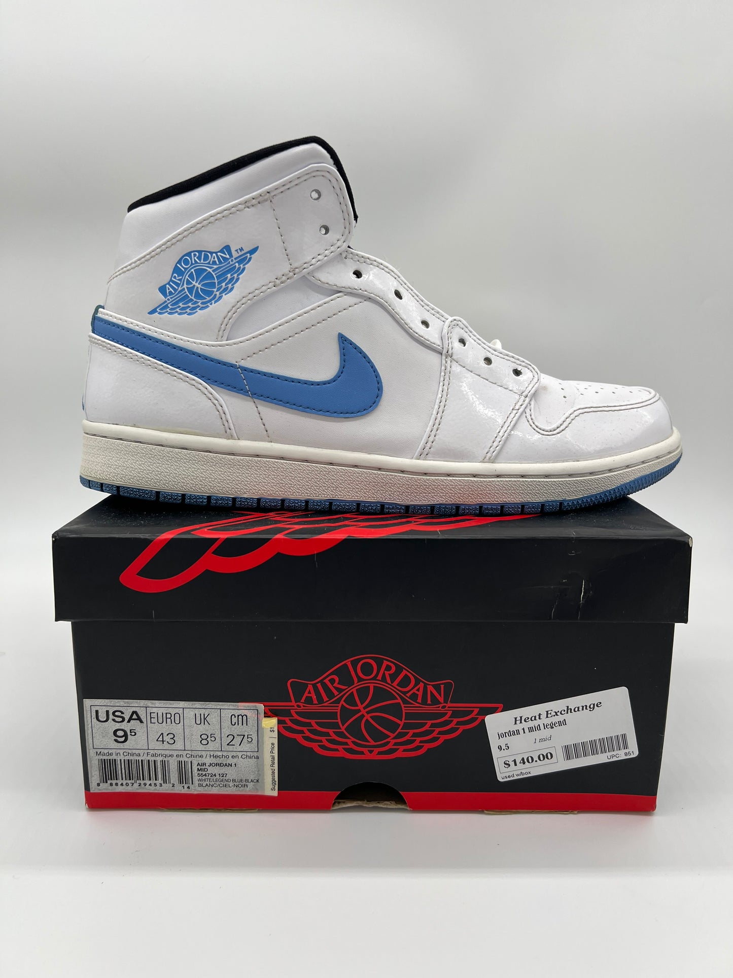 jordan 1 mid legend-used w/box : 9.5