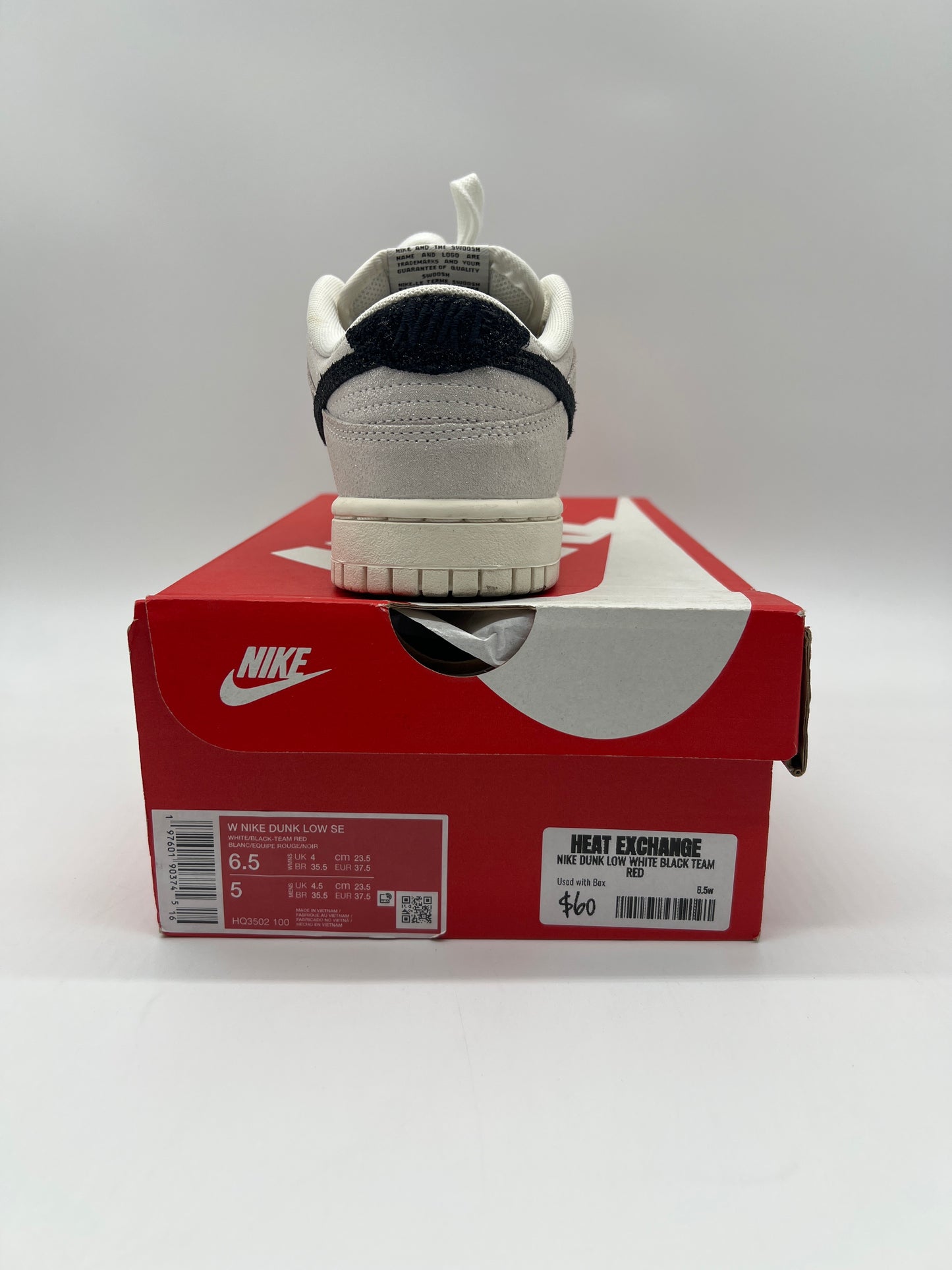 Nike Dunk Low White Black Team Red