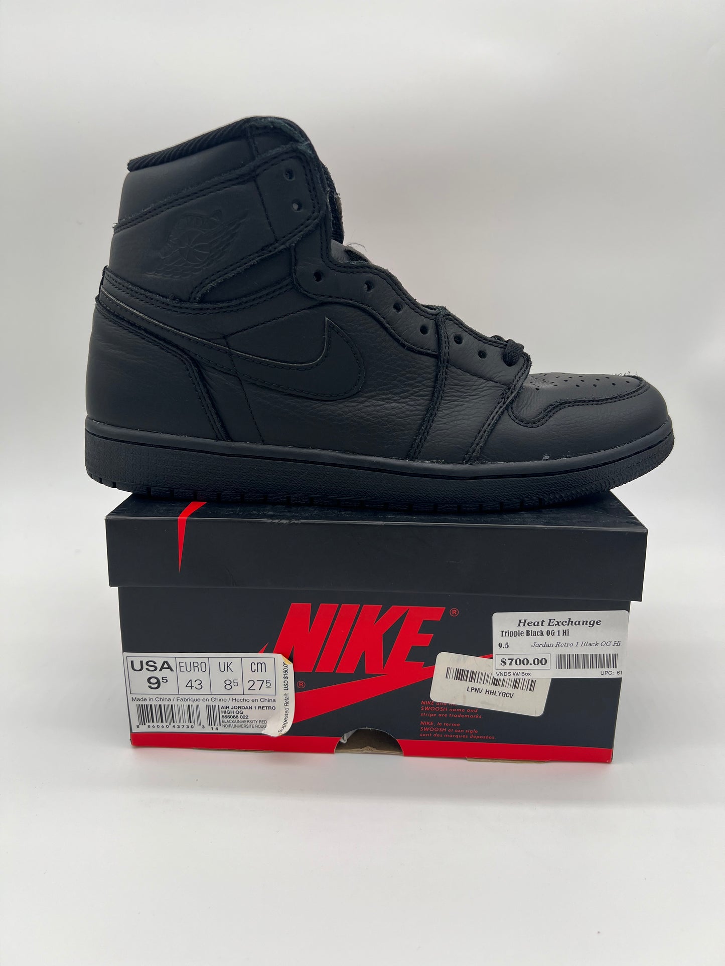 Tripple Black OG 1 Hi-VNDS W/ Box : 9.5