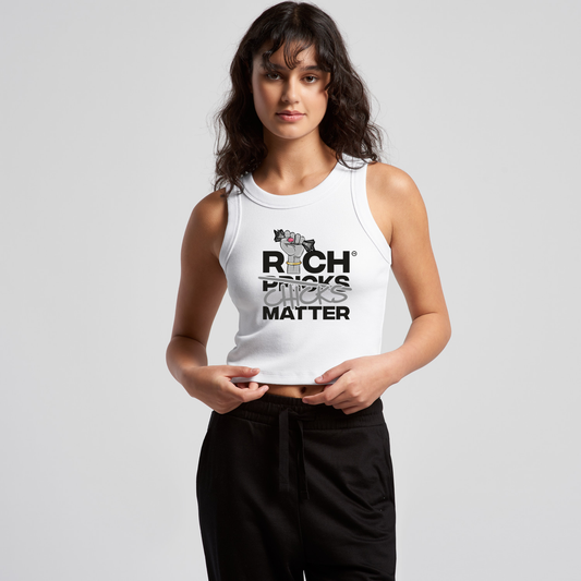 Rich Chicks Matter White Crop Tank